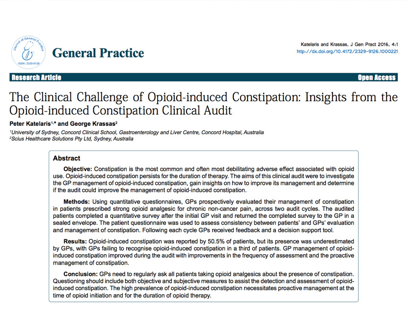 Opioid Induced Constipation Clinical Audit Scius Healthcare Solutions
